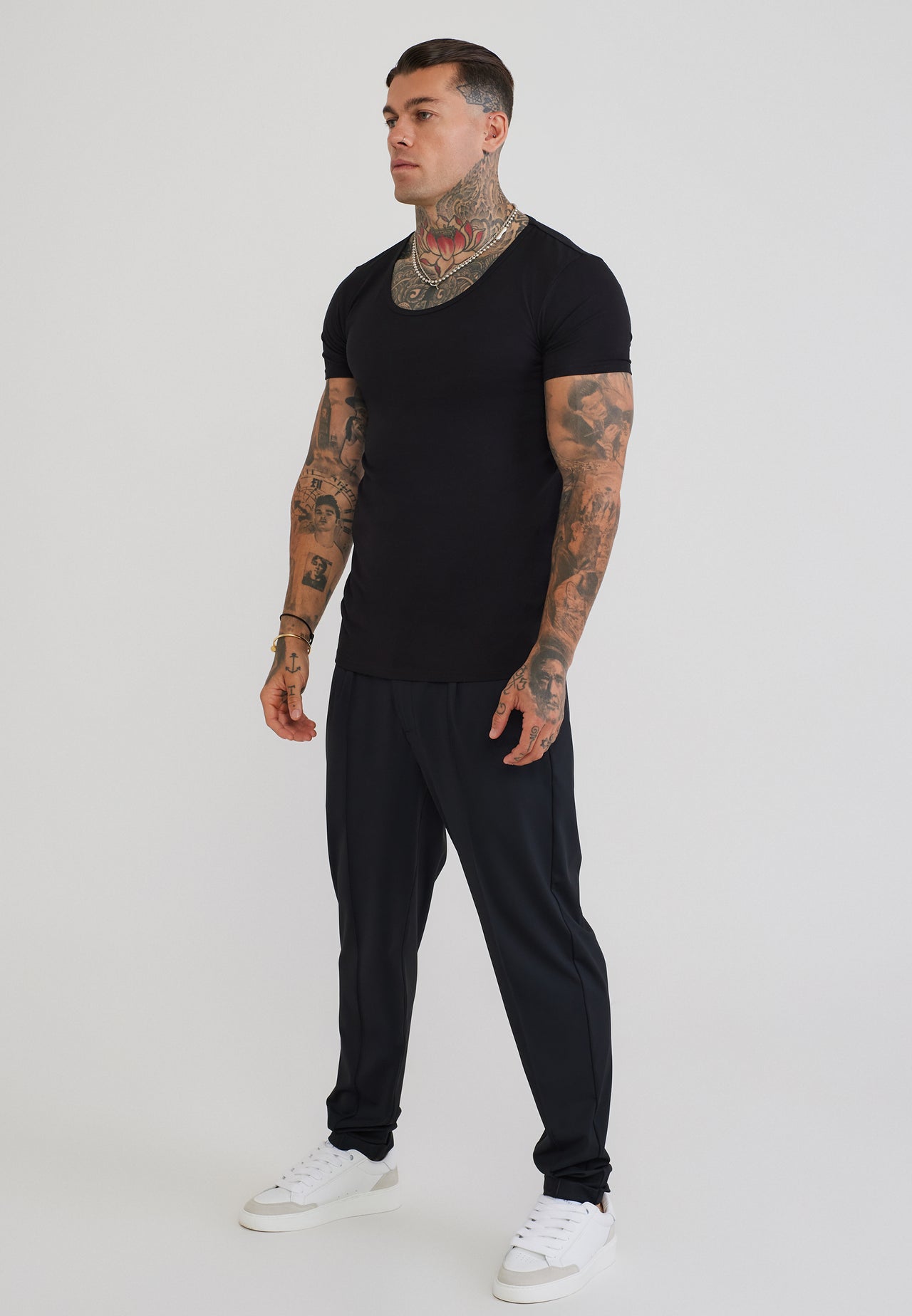 Black Scoop Neck T-Shirt (3)