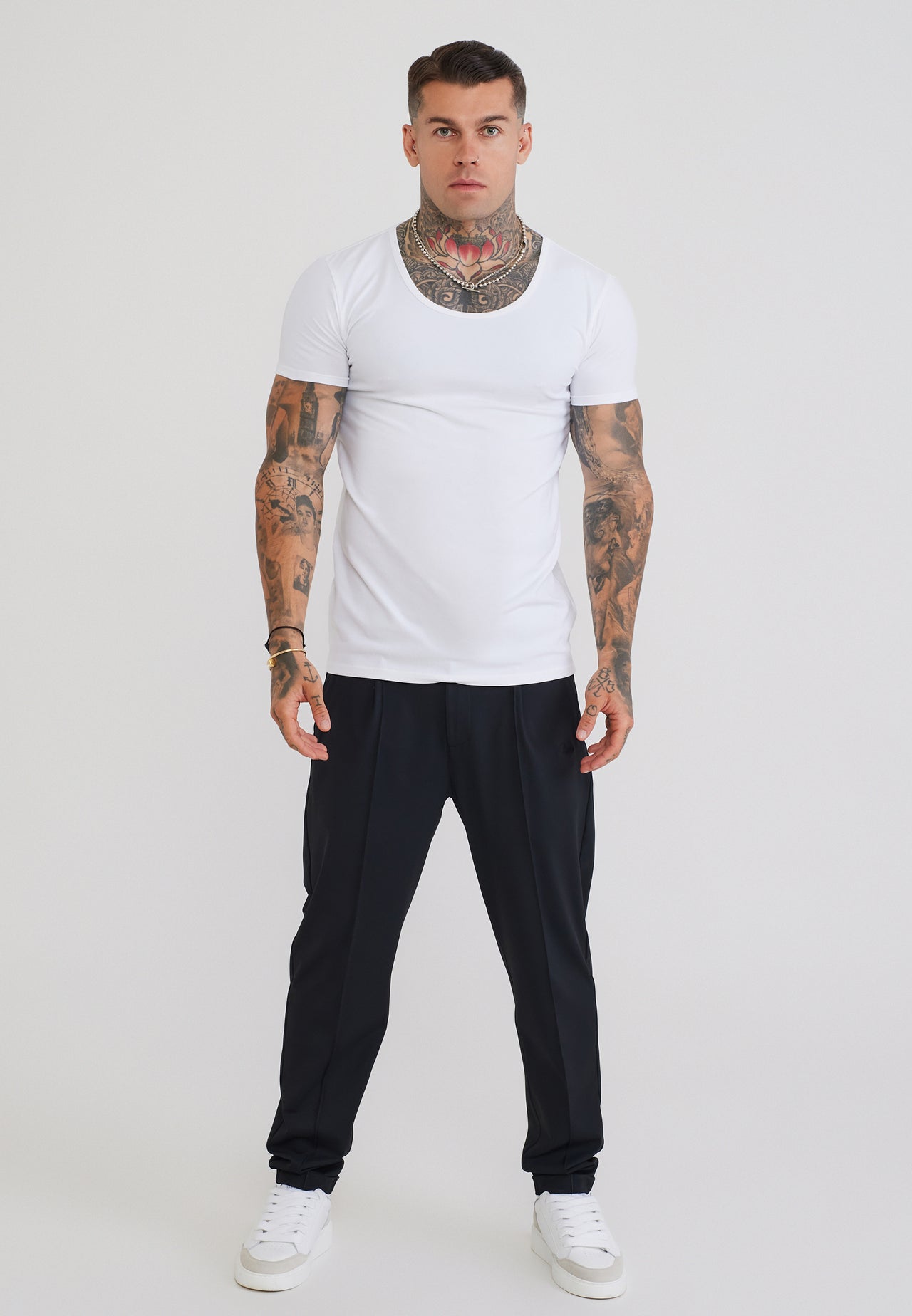 White Scoop Neck T-Shirt (2)