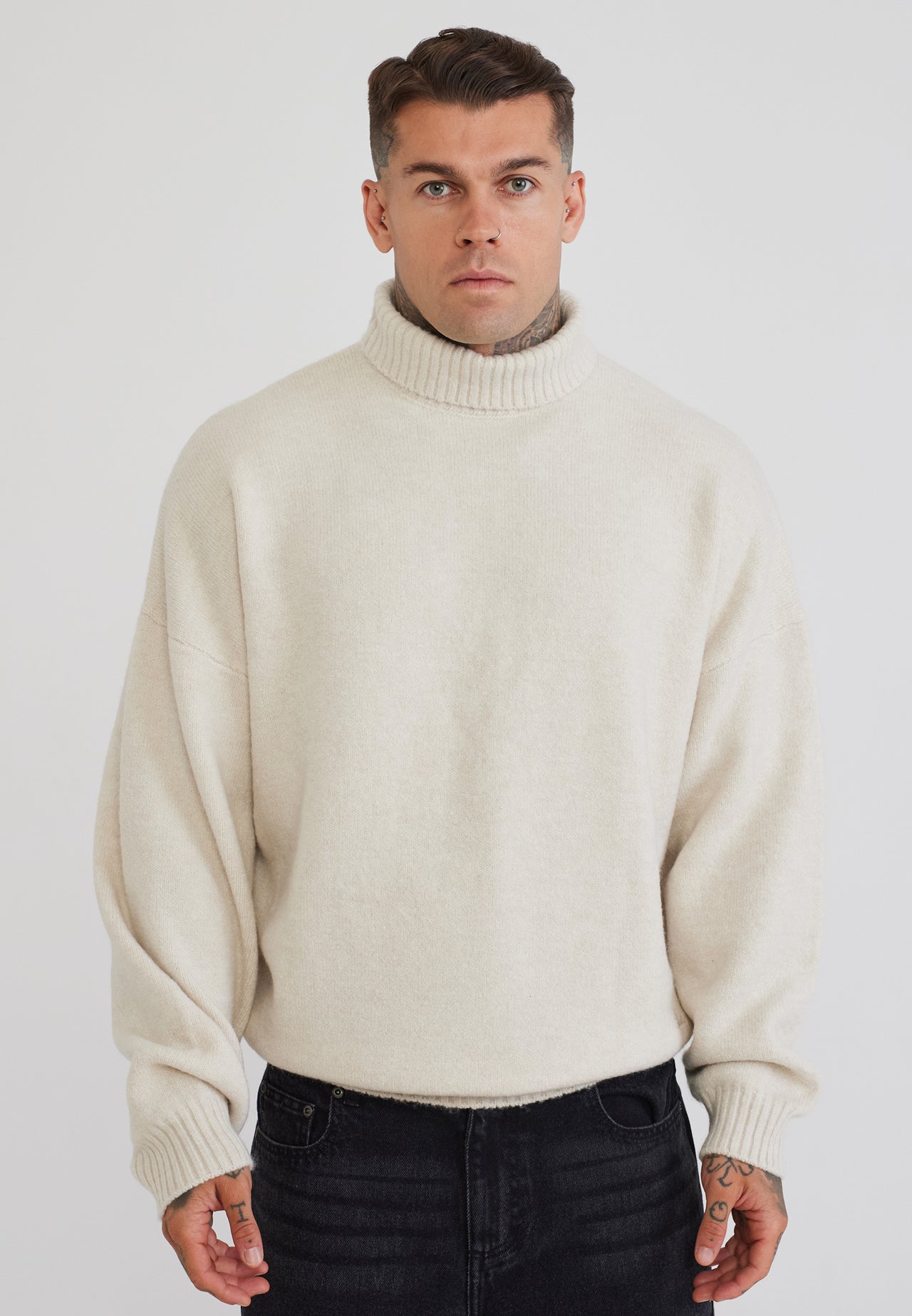 Ecru Roll Neck Sweater