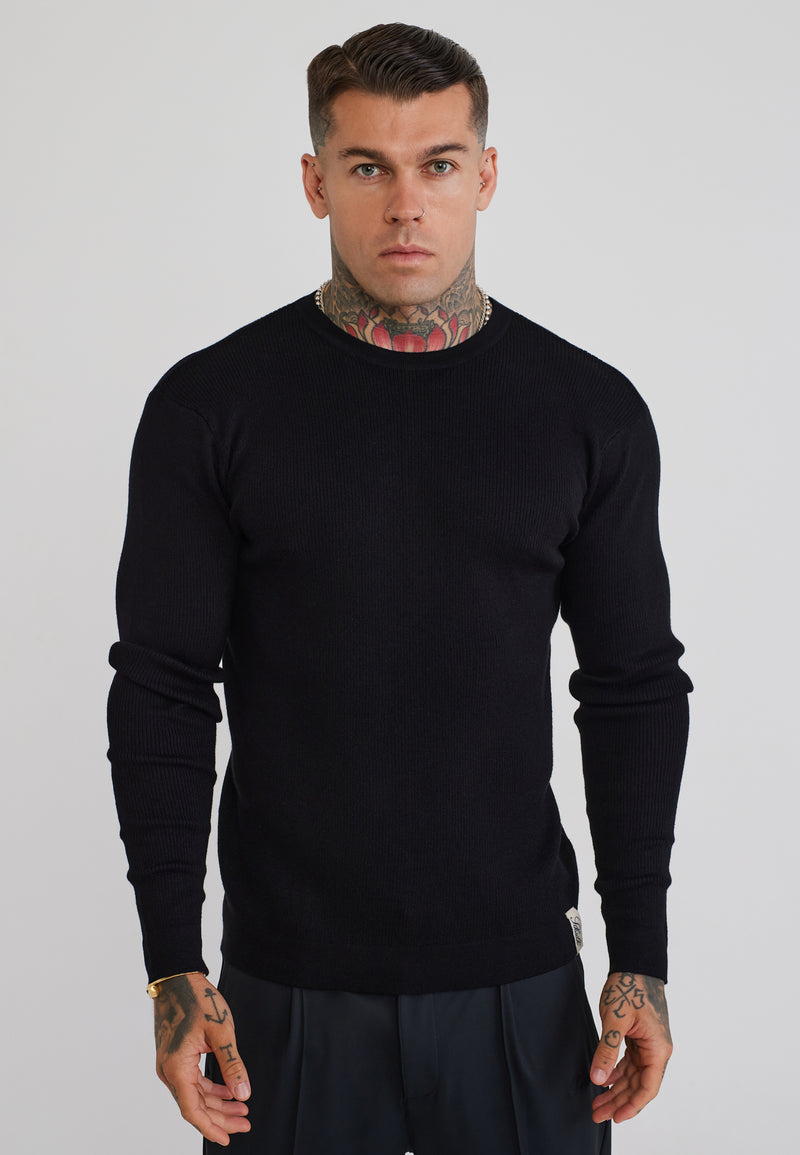 Black LS Knitted T-Shirt
