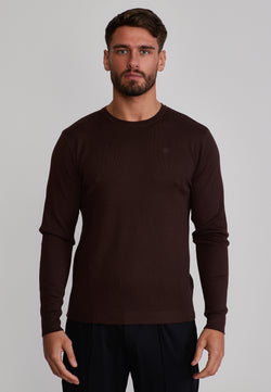 Brown LS Knitted T-Shirt