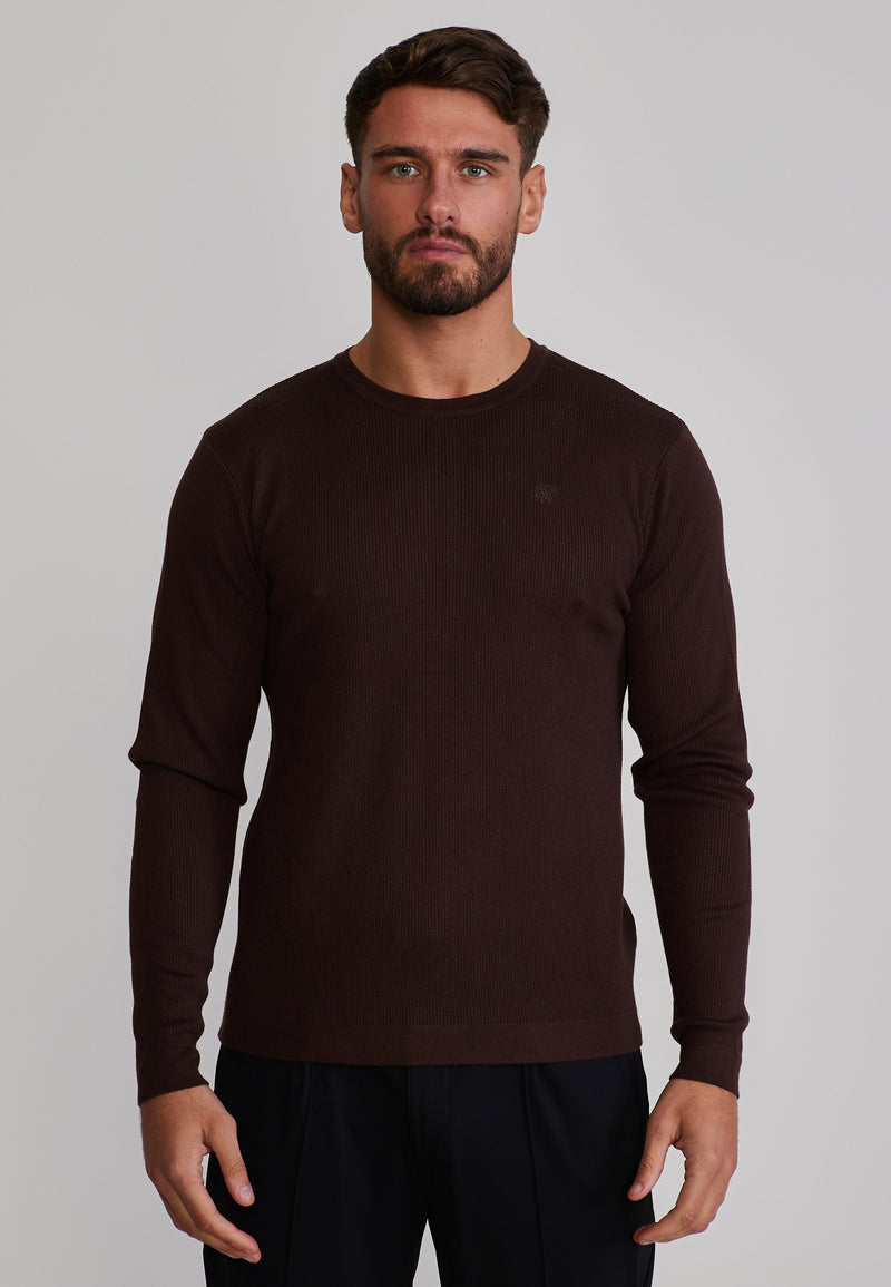 Brown LS Knitted T-Shirt