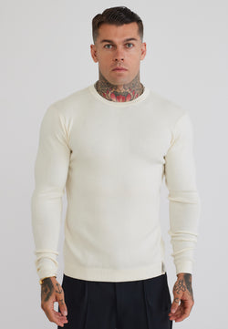 Ecru LS Knitted T-Shirt