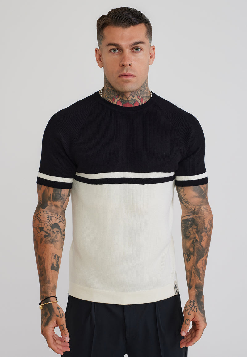 Black and Ecru Knitted T-Shirt