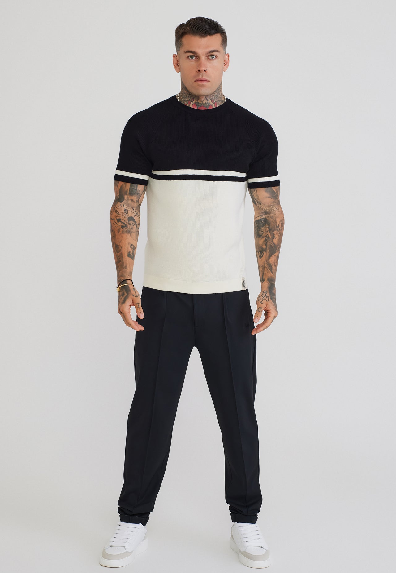 Black and Ecru Knitted T-Shirt (2)