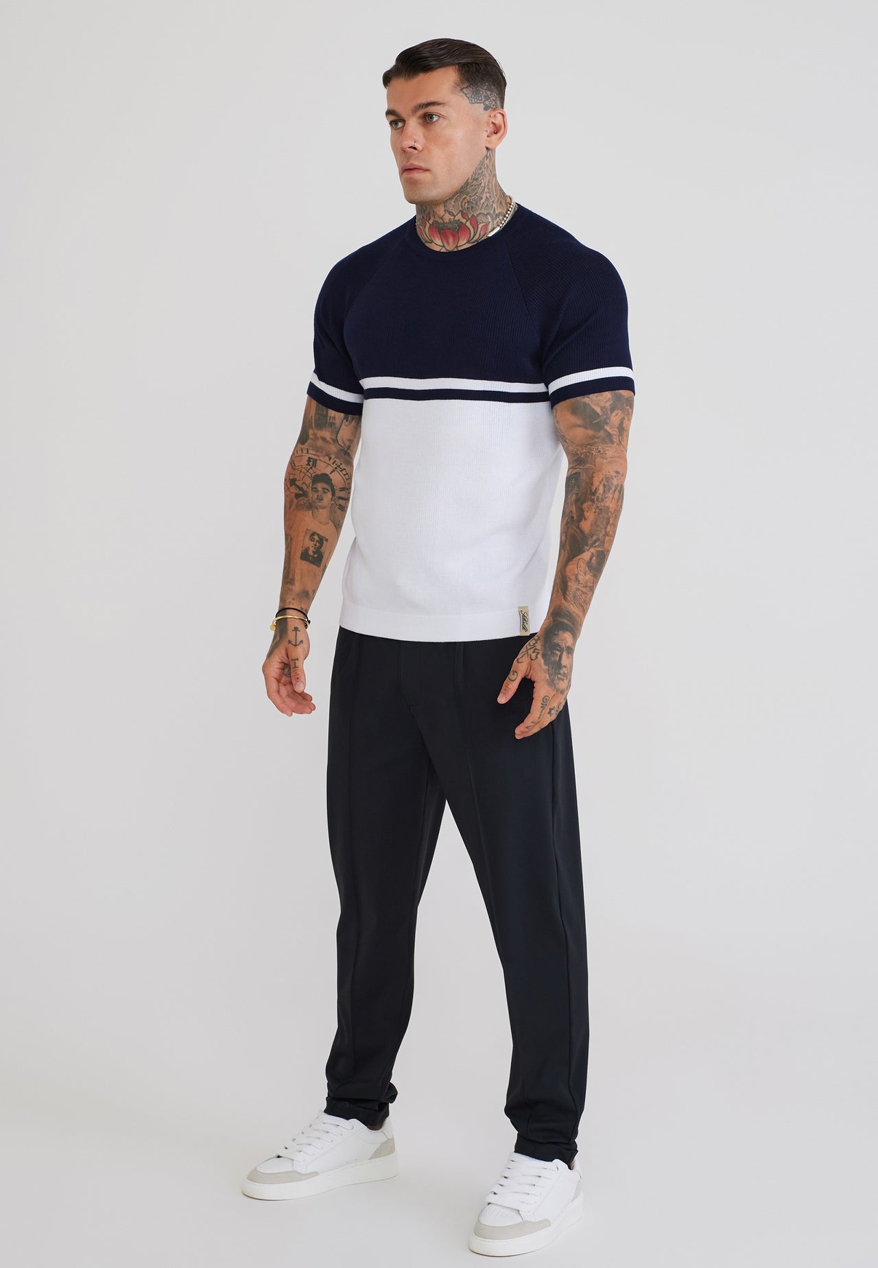 Navy and White Knitted T-Shirt (3)