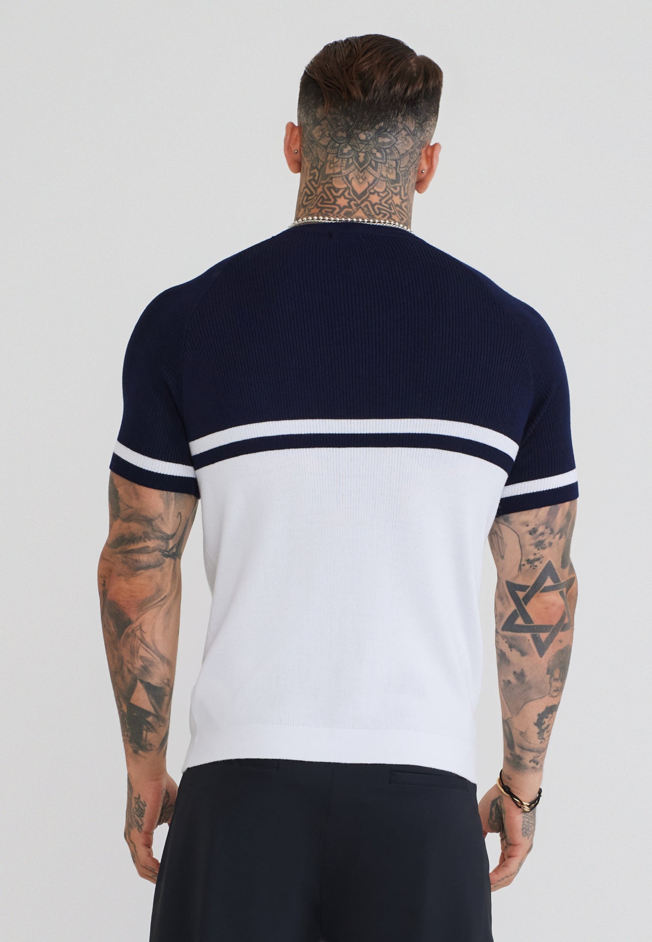 Navy and White Knitted T-Shirt (4)