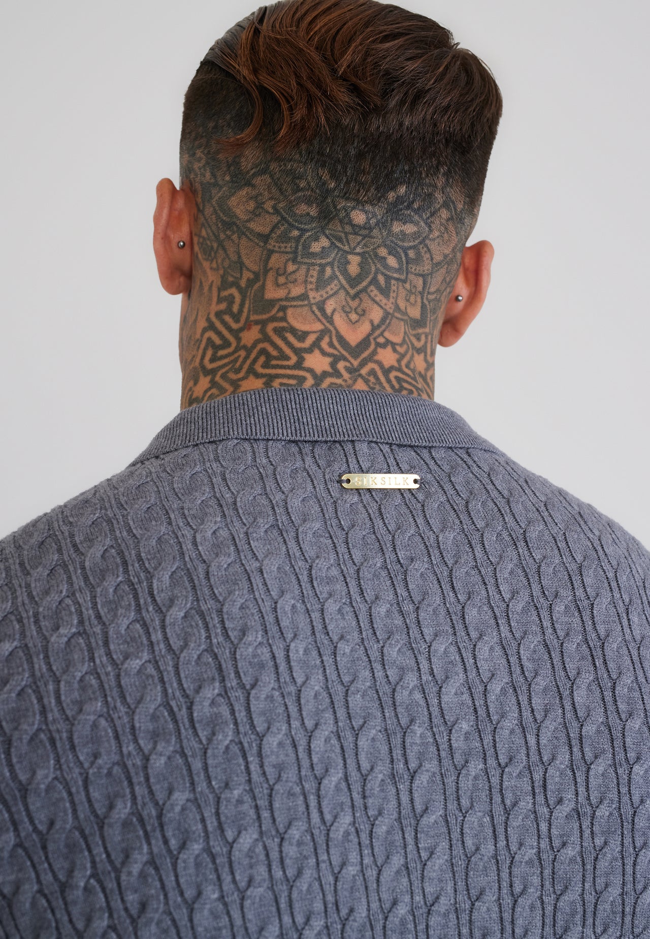Grey Marl LS Knitted Polo T-Shirt (1)