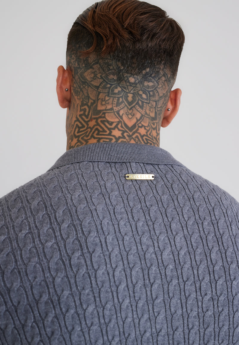 Grey Marl LS Knitted Polo T-Shirt (1)