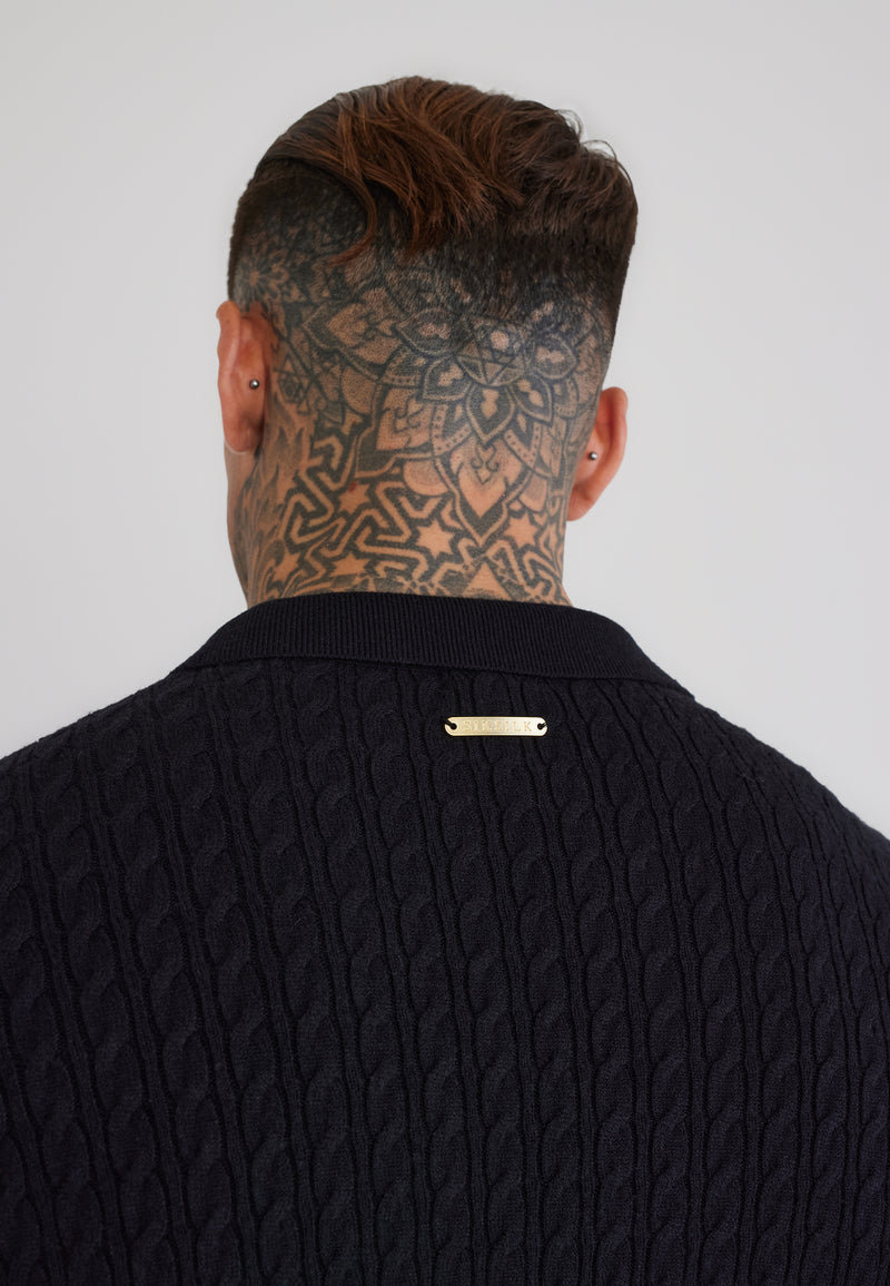 Black LS Knitted Polo T-Shirt (1)