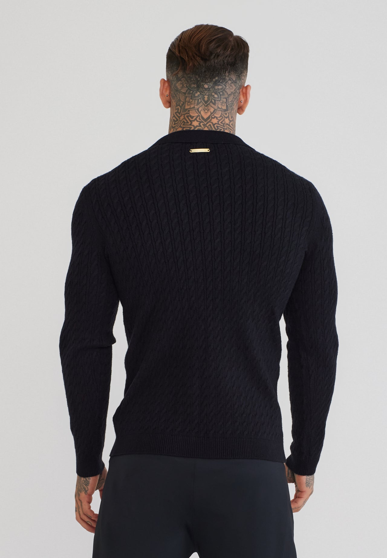 Black LS Knitted Polo T-Shirt (4)