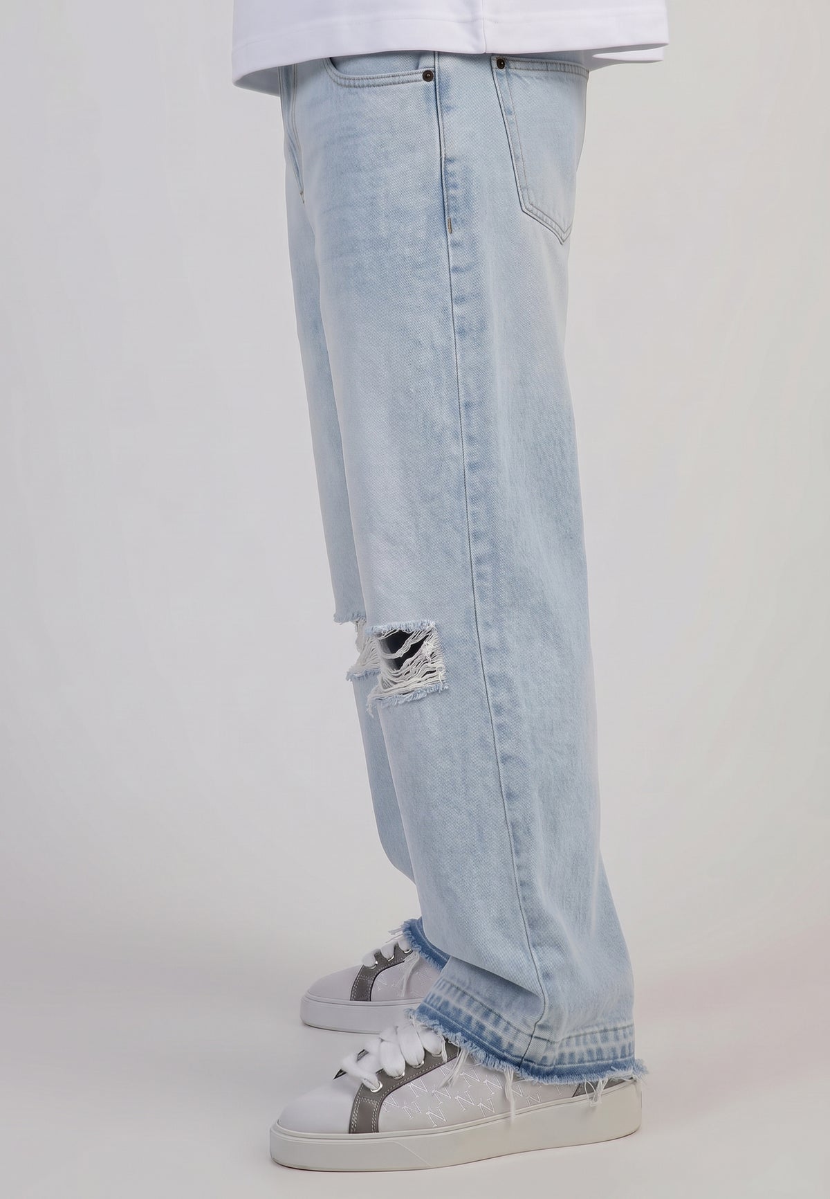 Washed Light Blue Distressed Loose Fit Jeans (2)