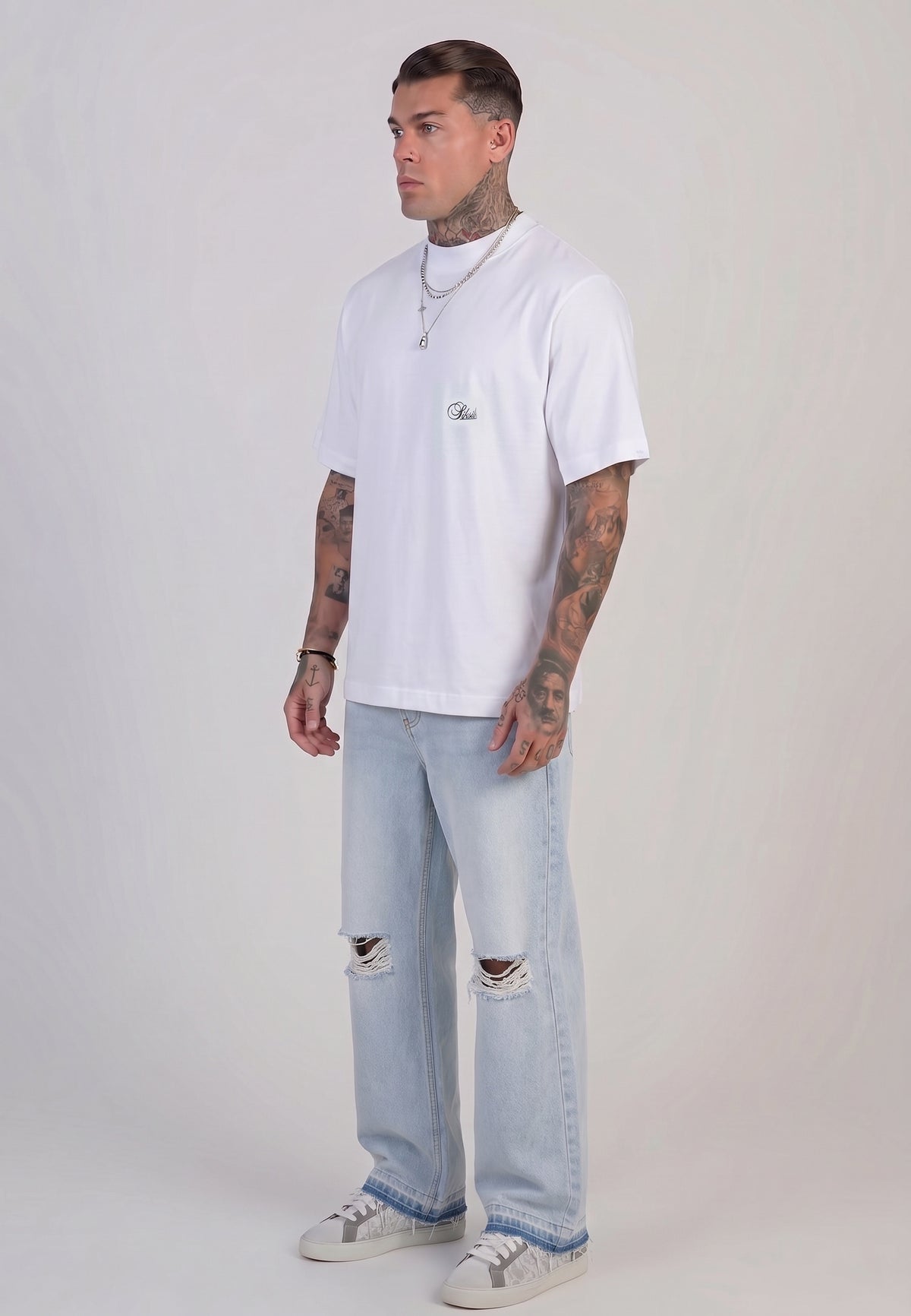 Washed Light Blue Distressed Loose Fit Jeans (3)
