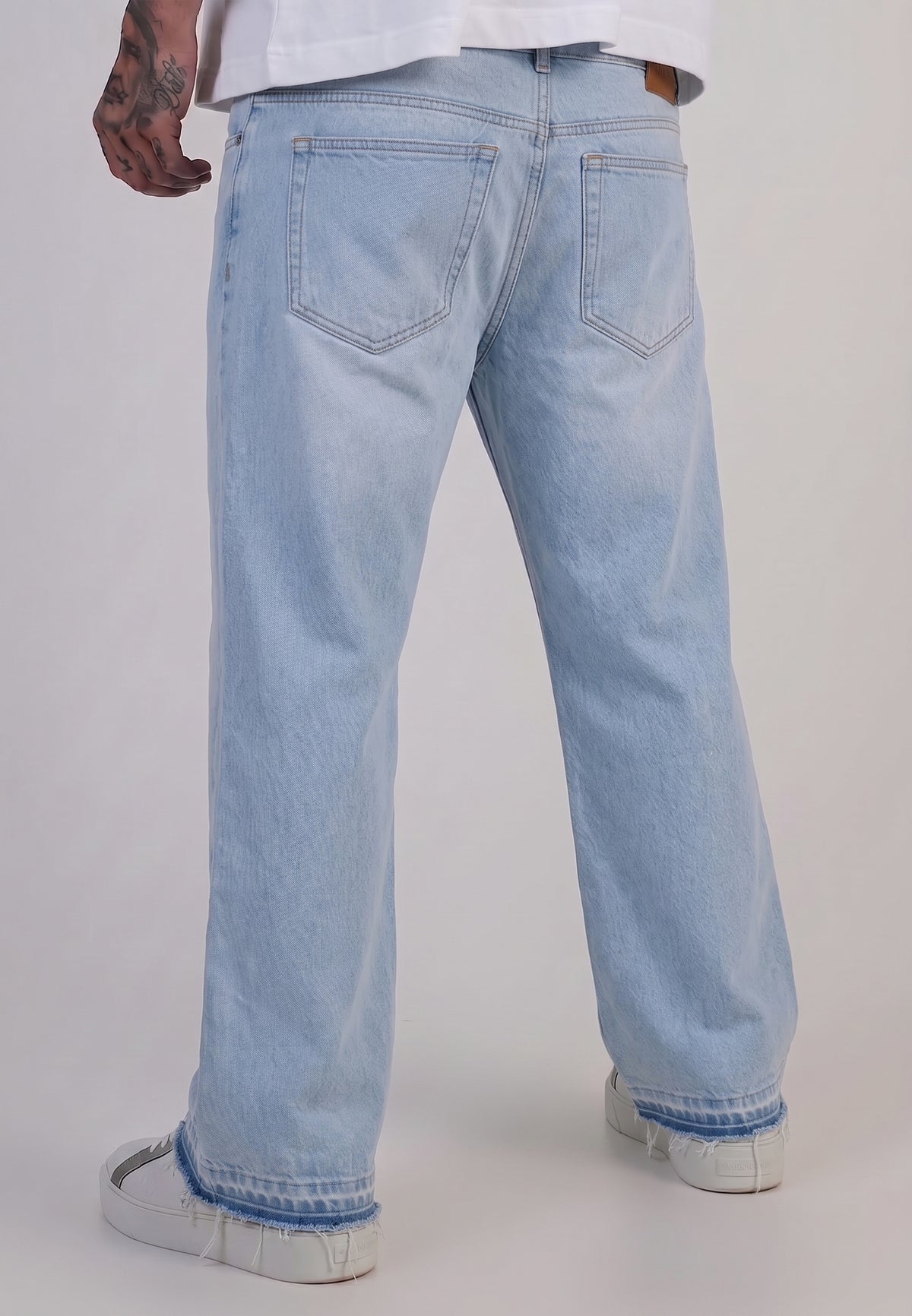 Washed Light Blue Distressed Loose Fit Jeans (4)