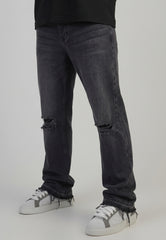 Washed Black Distressed Loose Fit Jeans