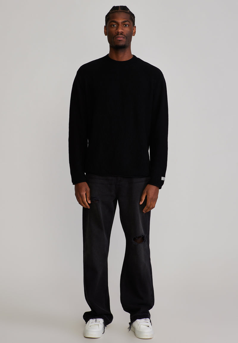 Washed Black Distressed Loose Fit Jeans (1)