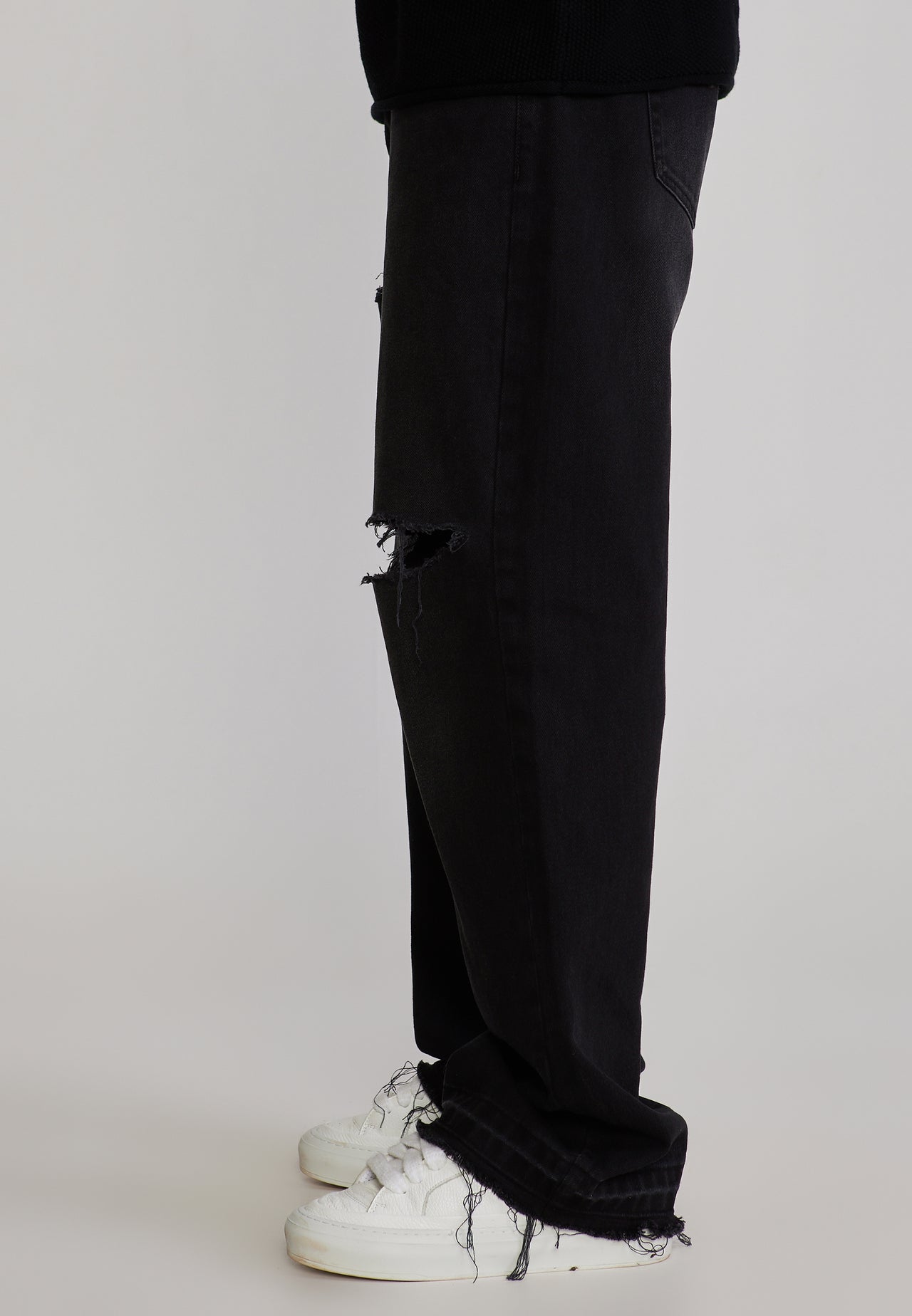 Washed Black Distressed Loose Fit Jeans (2)