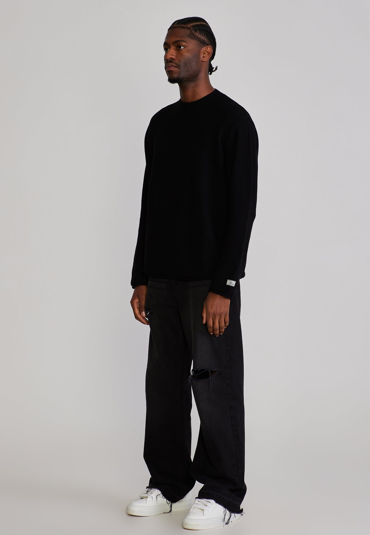Washed Black Distressed Loose Fit Jeans (3)