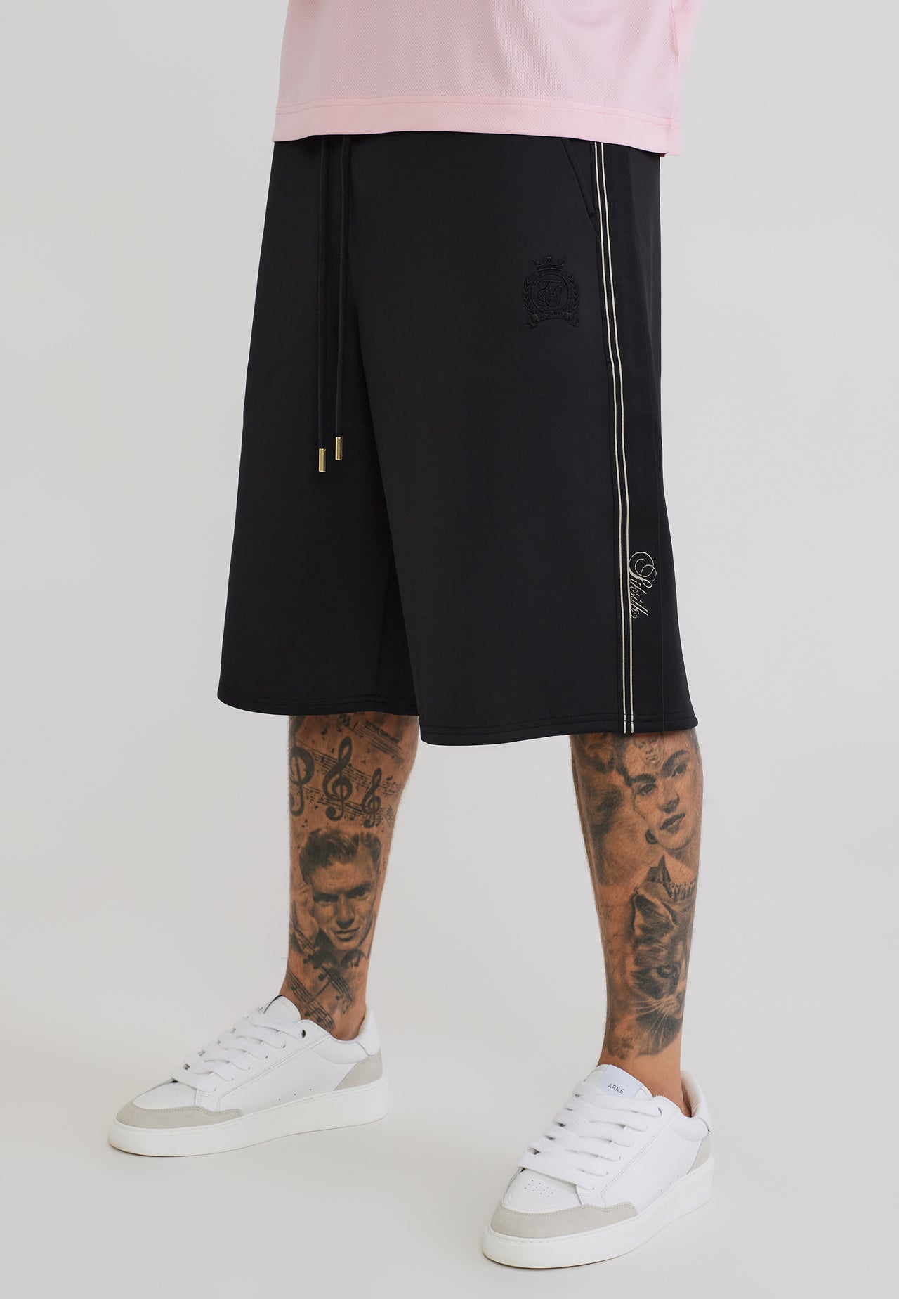 Black Taped Oversized Shorts