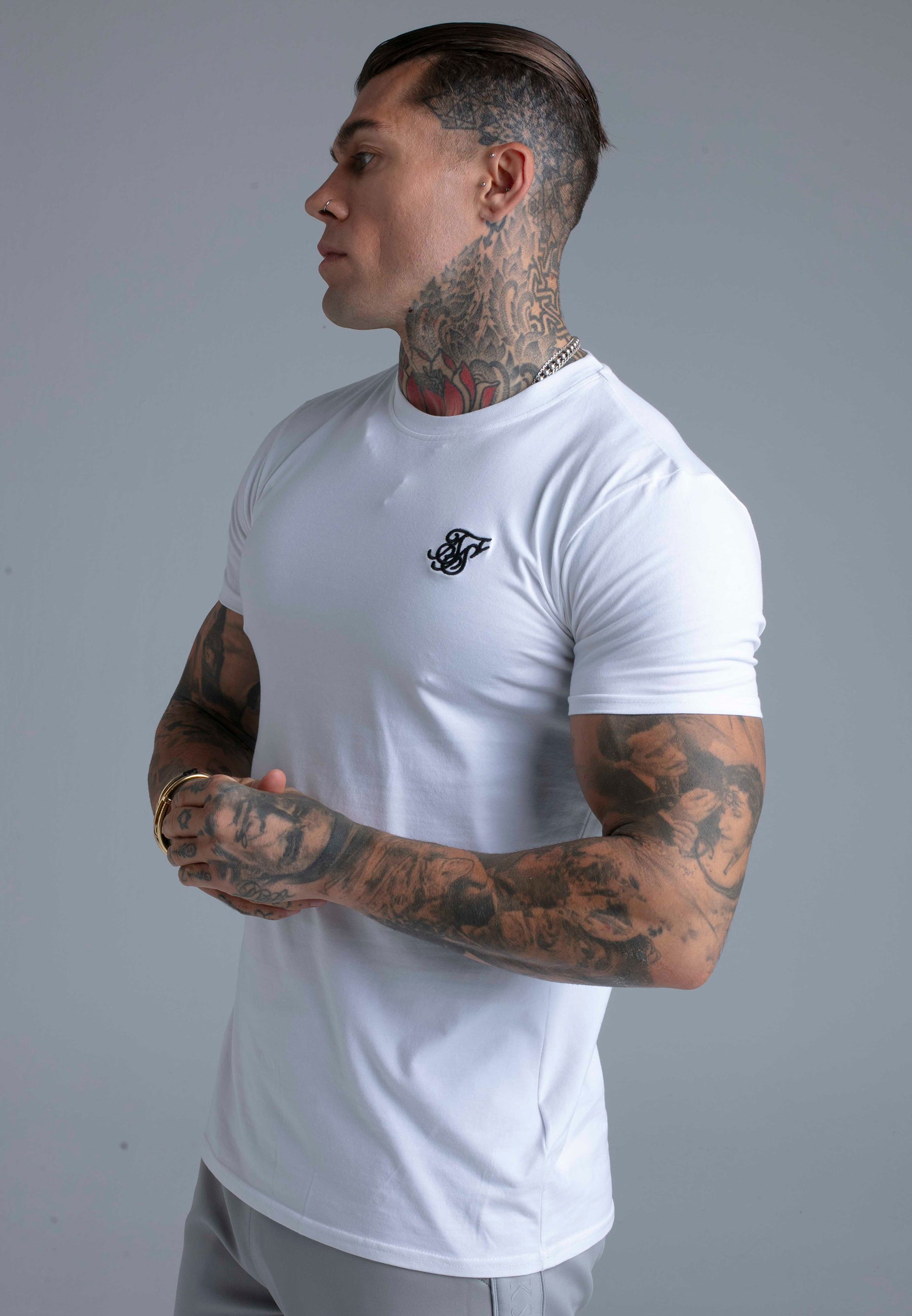 SikSilk Mens White Essentials T-Shirt | SikSilk UK