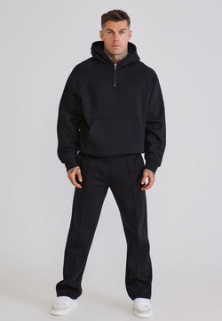 Black Qtr Zip Hoodie and Joggers Set