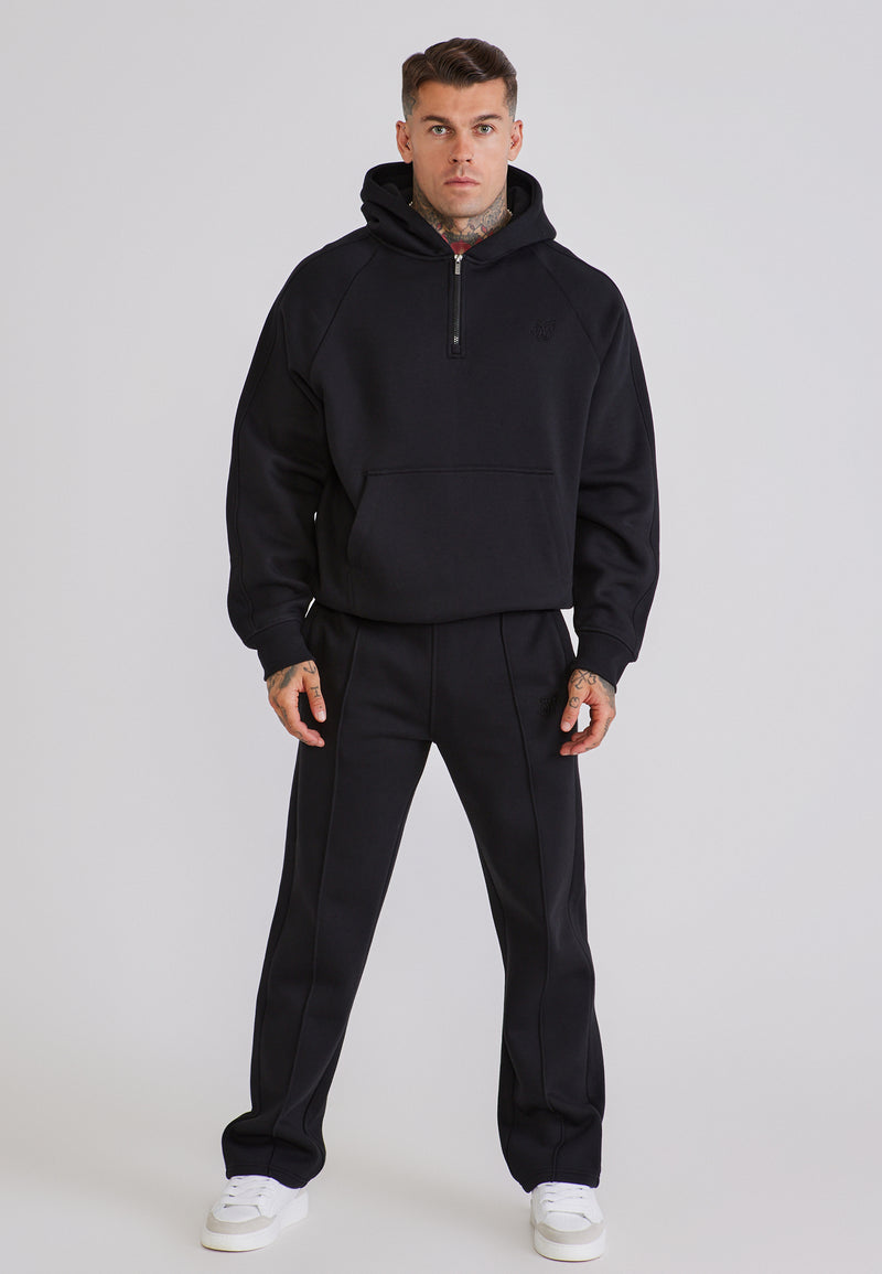 Black Qtr Zip Hoodie and Joggers Set