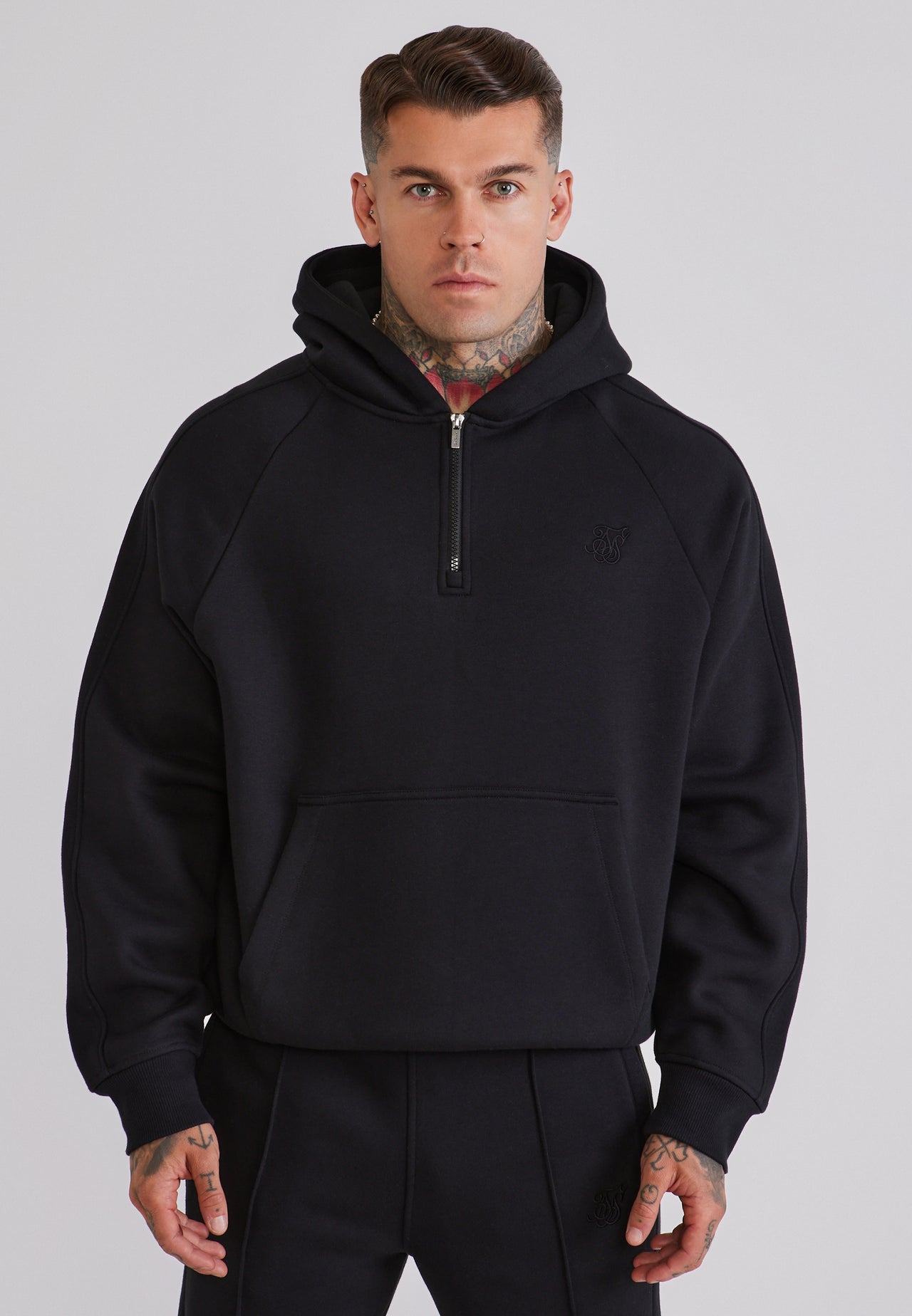 Black Qtr Zip Hoodie and Joggers Set (1)