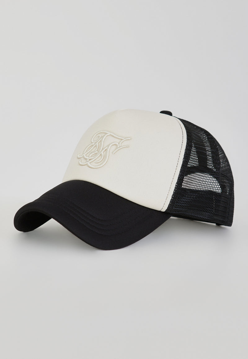 Ecru and Black Core Foam Trucker Cap