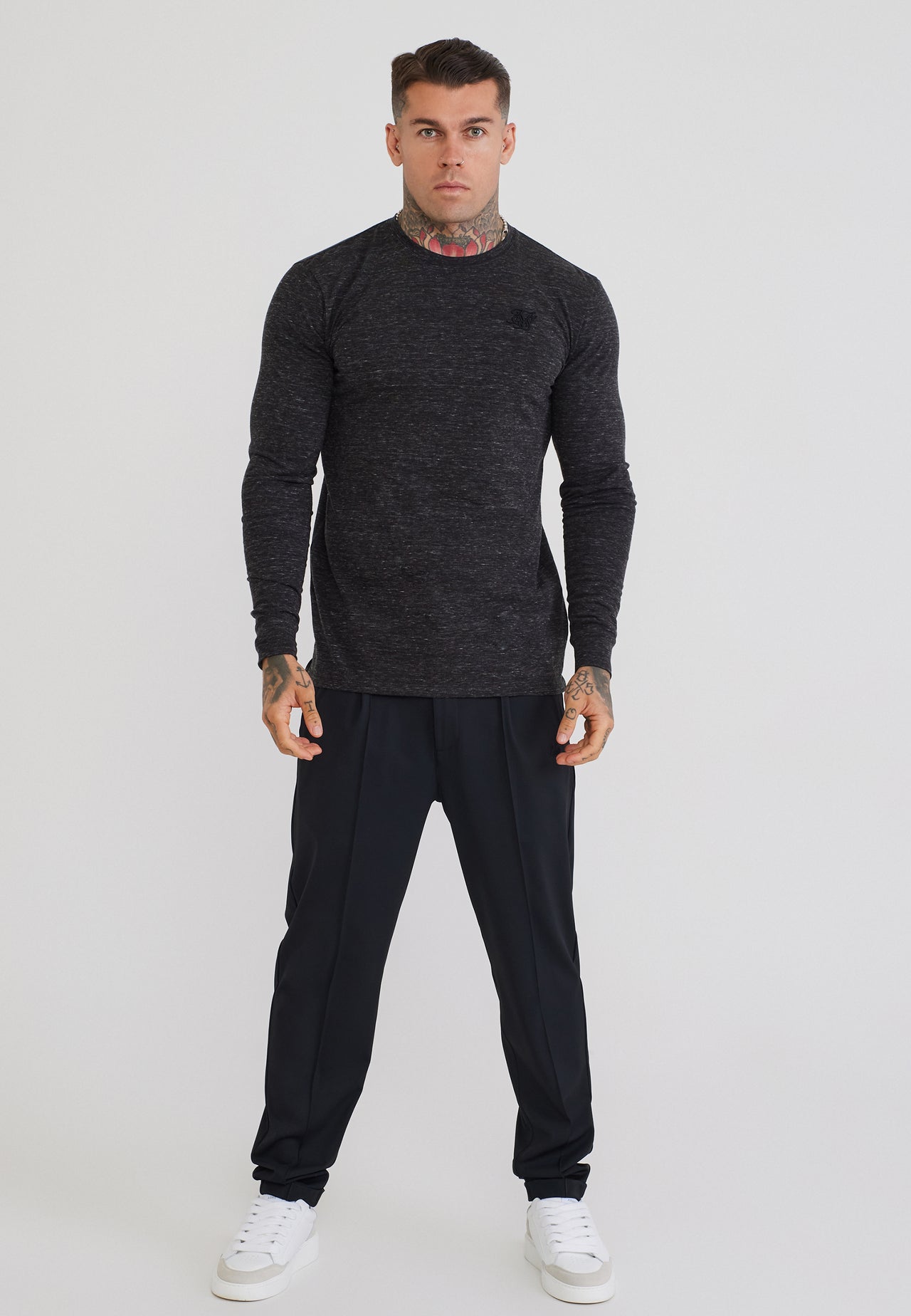 Black LS Marl T-Shirt (2)