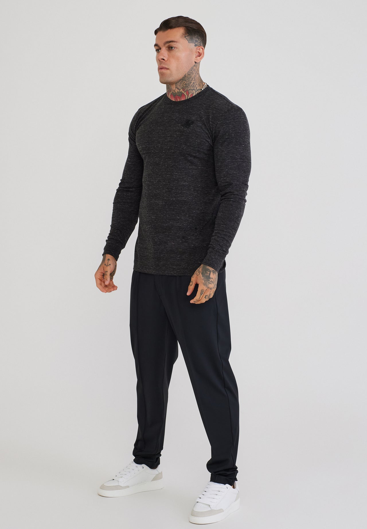 Black LS Marl T-Shirt (3)