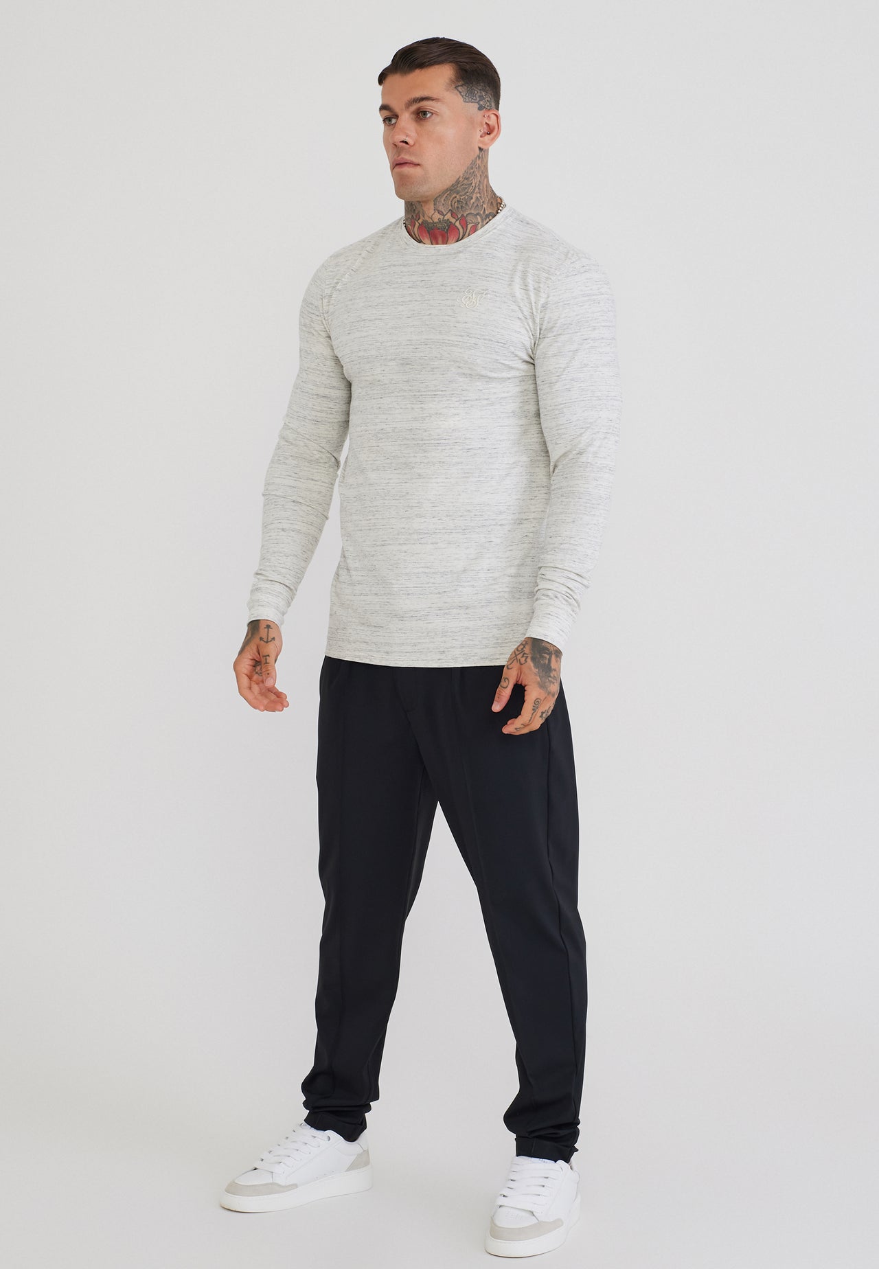 White LS Marl T-Shirt (3)