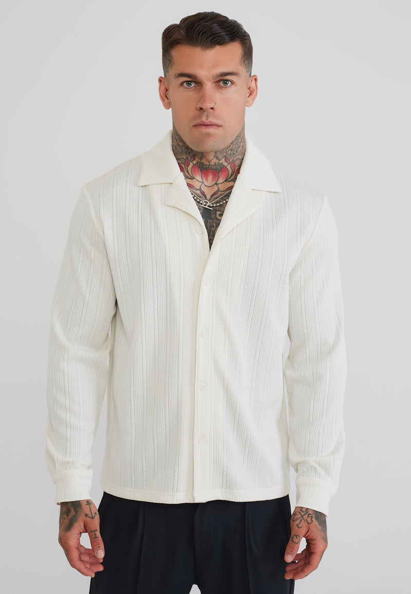 Ecru LS Textured Shirt