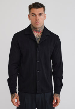 Black LS Textured Shirt
