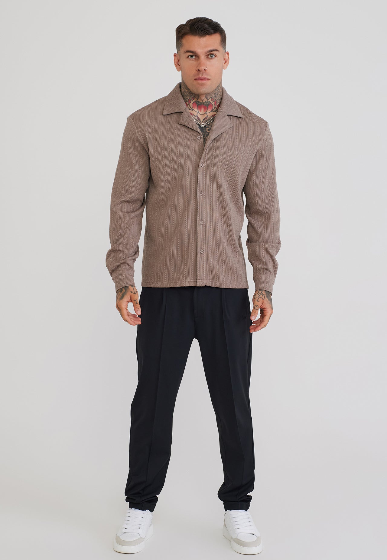Brown LS Textured Shirt (2)