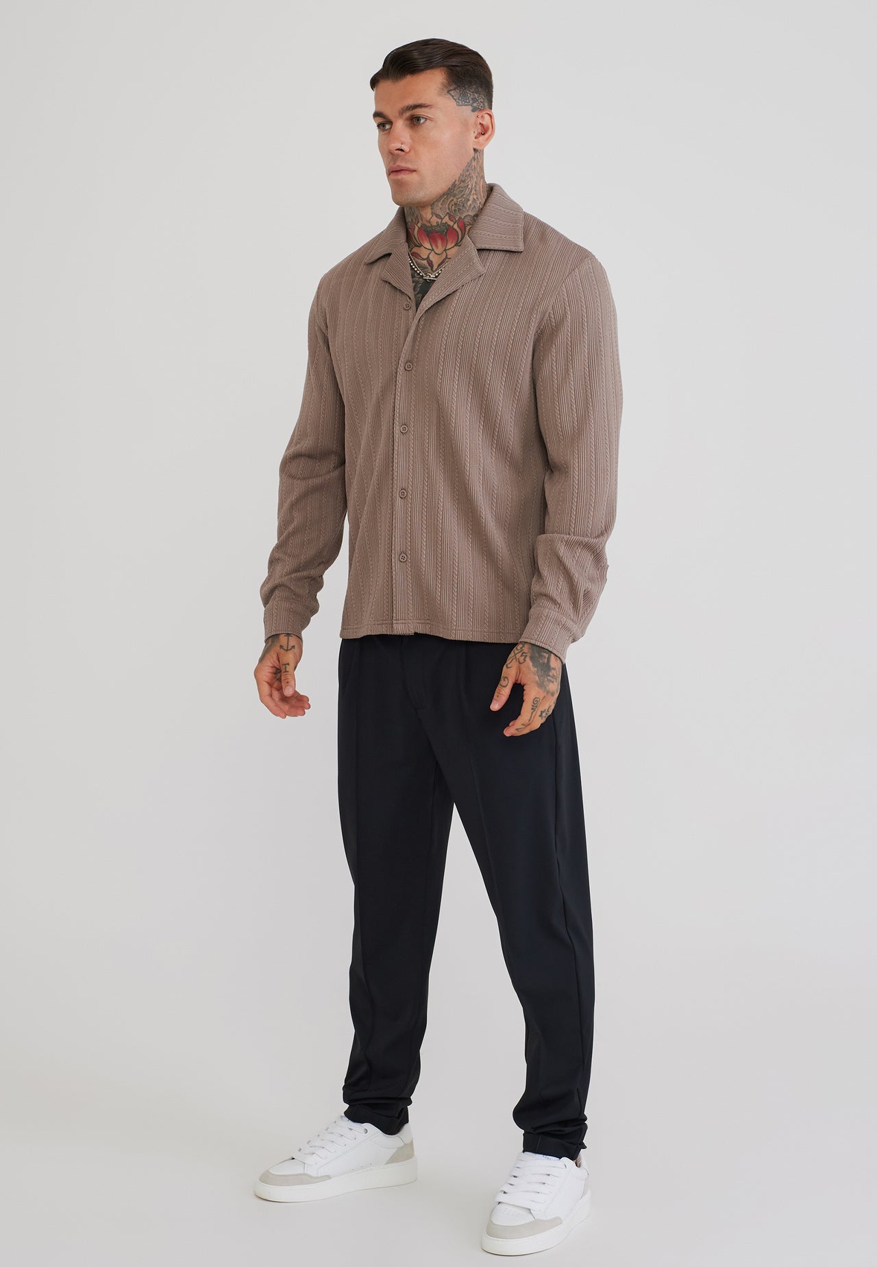 Brown LS Textured Shirt (3)