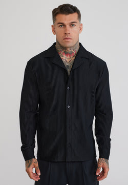Black LS Plisse Shirt