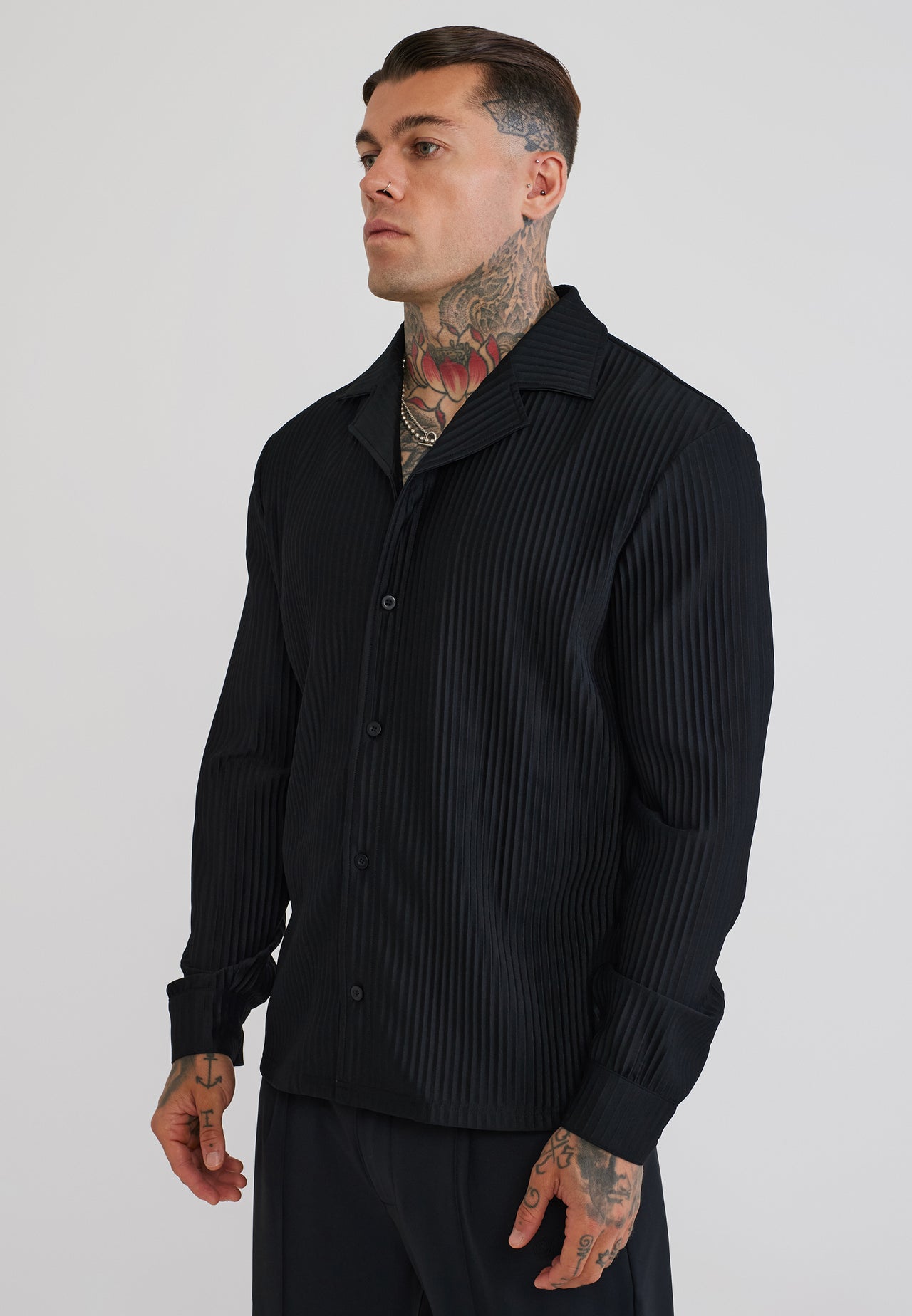 Black LS Plisse Shirt (1)