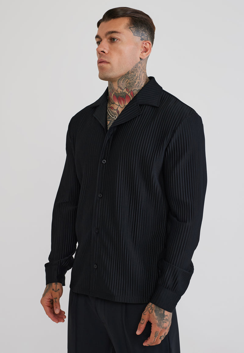 Black LS Plisse Shirt (1)