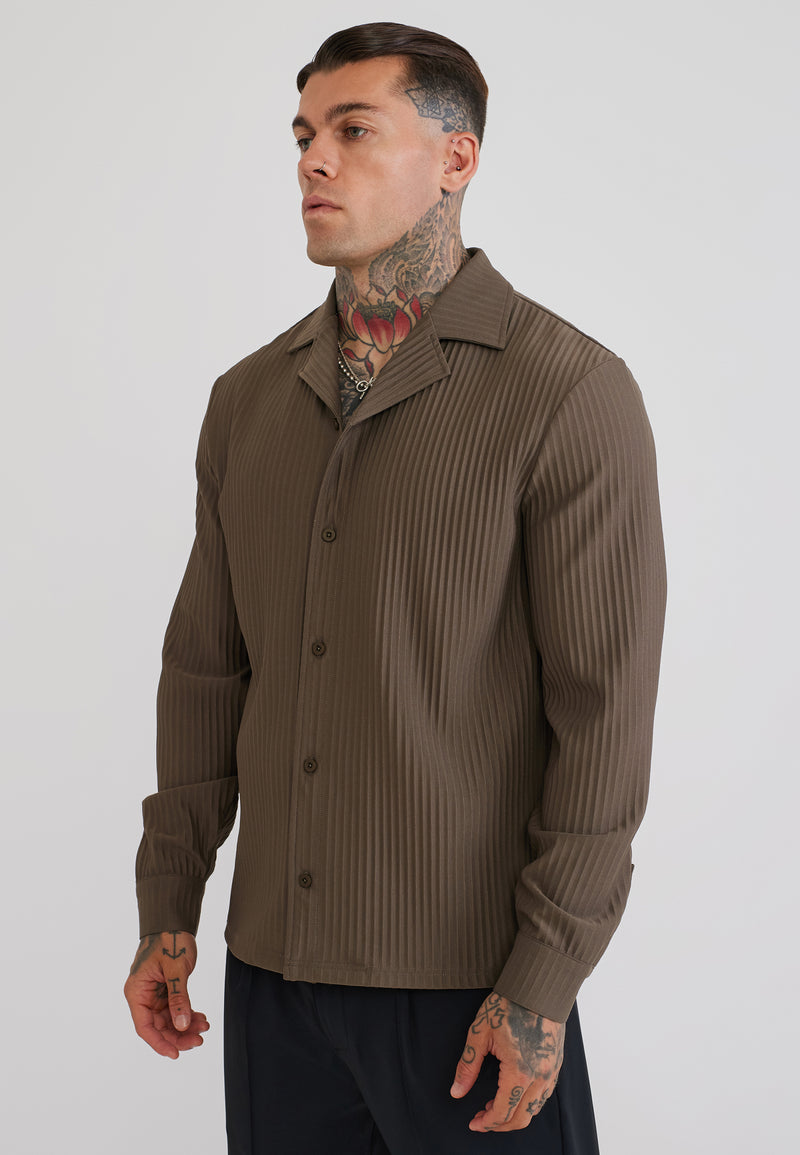 Brown LS Plisse Shirt (1)