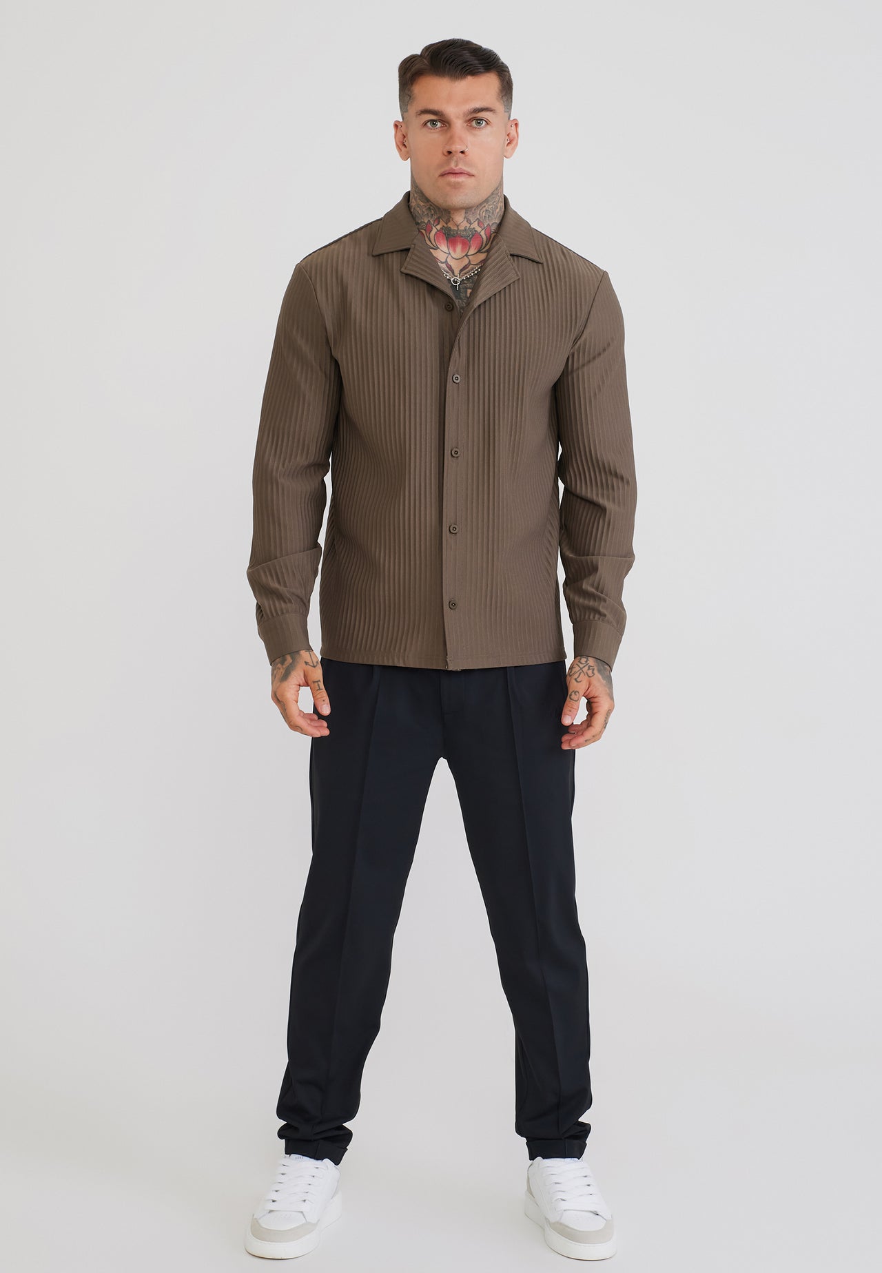 Brown LS Plisse Shirt (2)