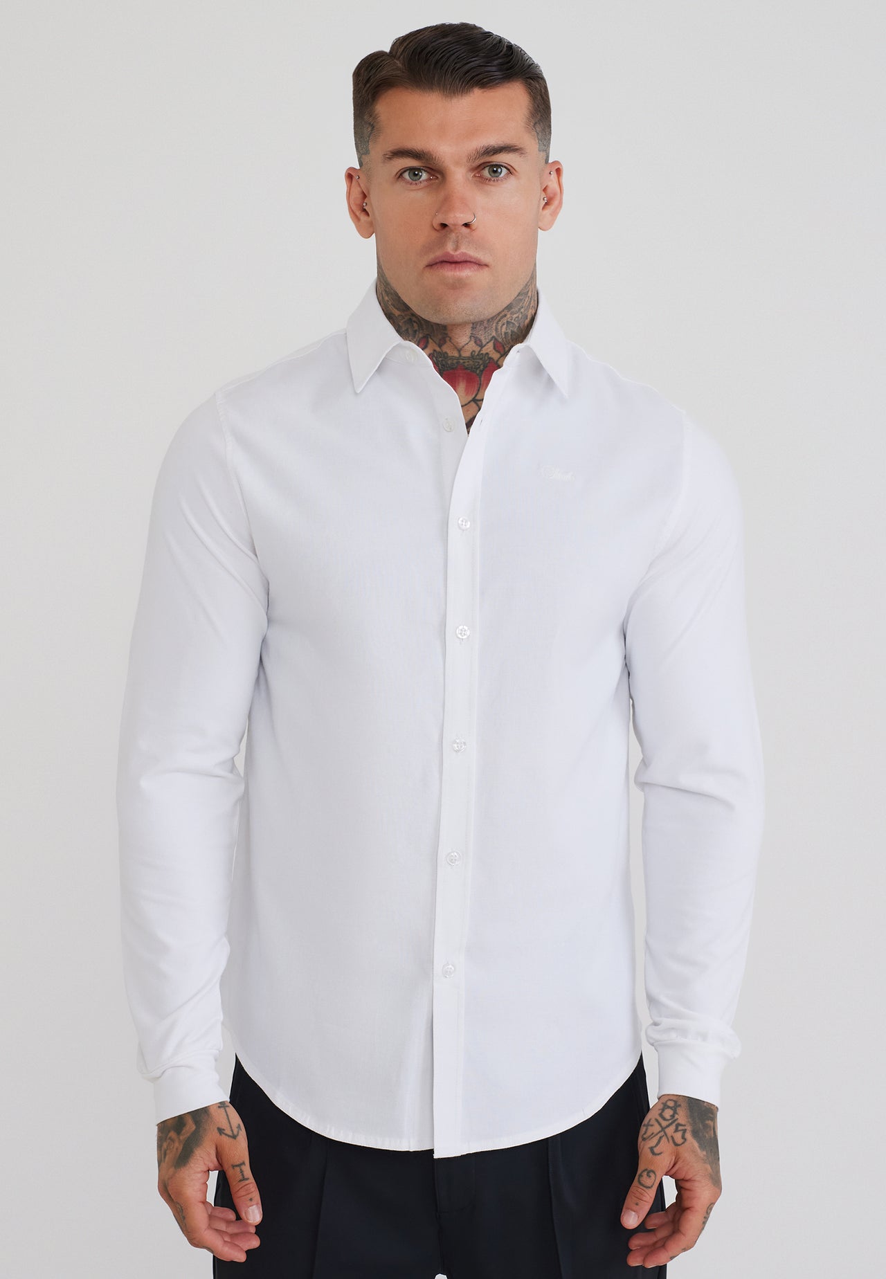 White LS Muscle Fit Shirt