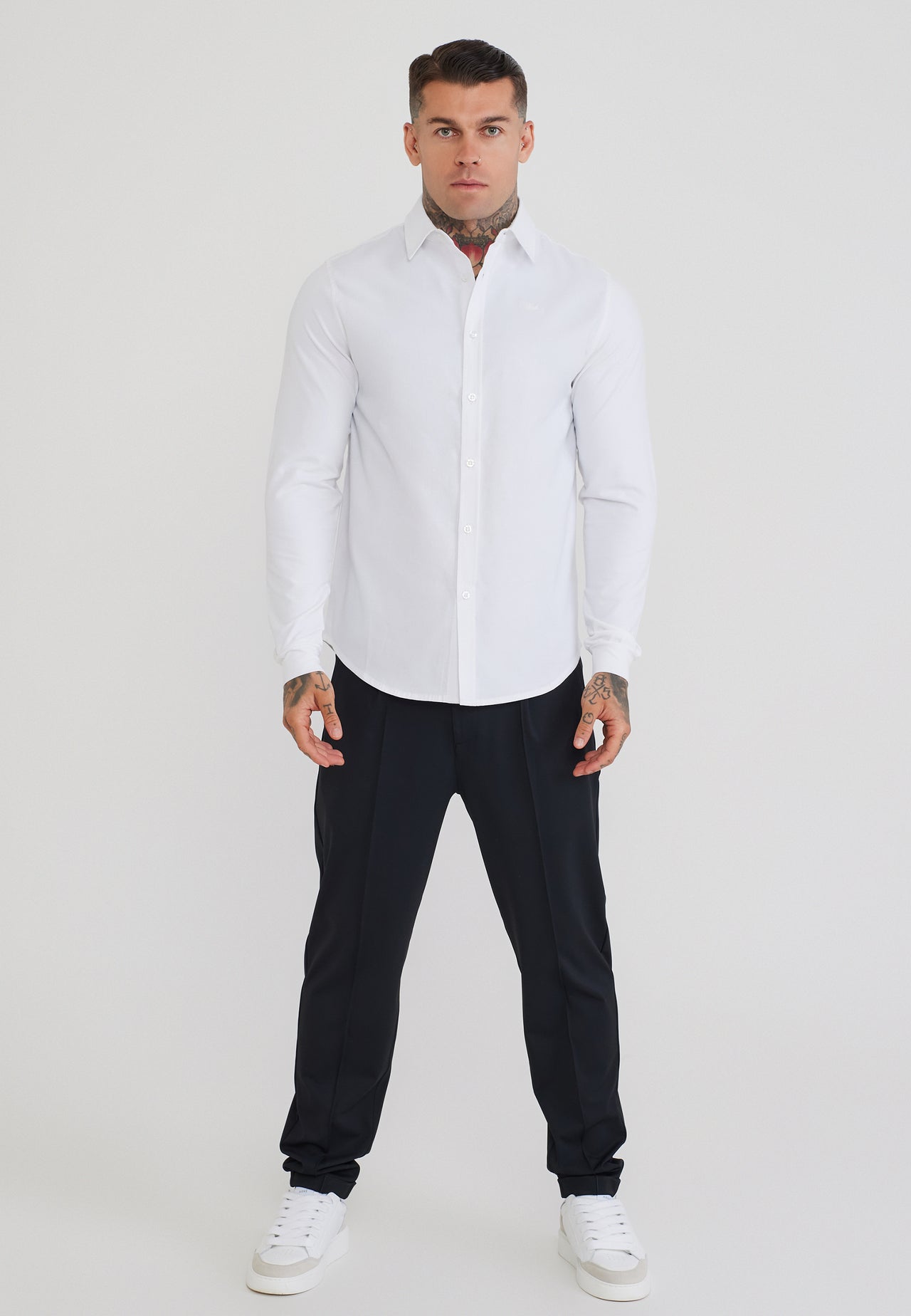 White LS Muscle Fit Shirt (2)