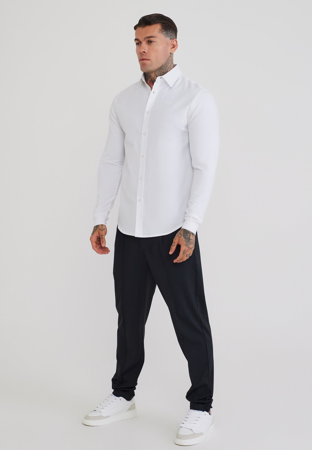 White LS Muscle Fit Shirt (3)