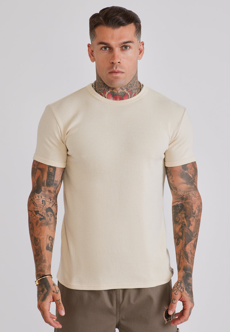 Ecru Waffle Muscle Fit T-Shirt