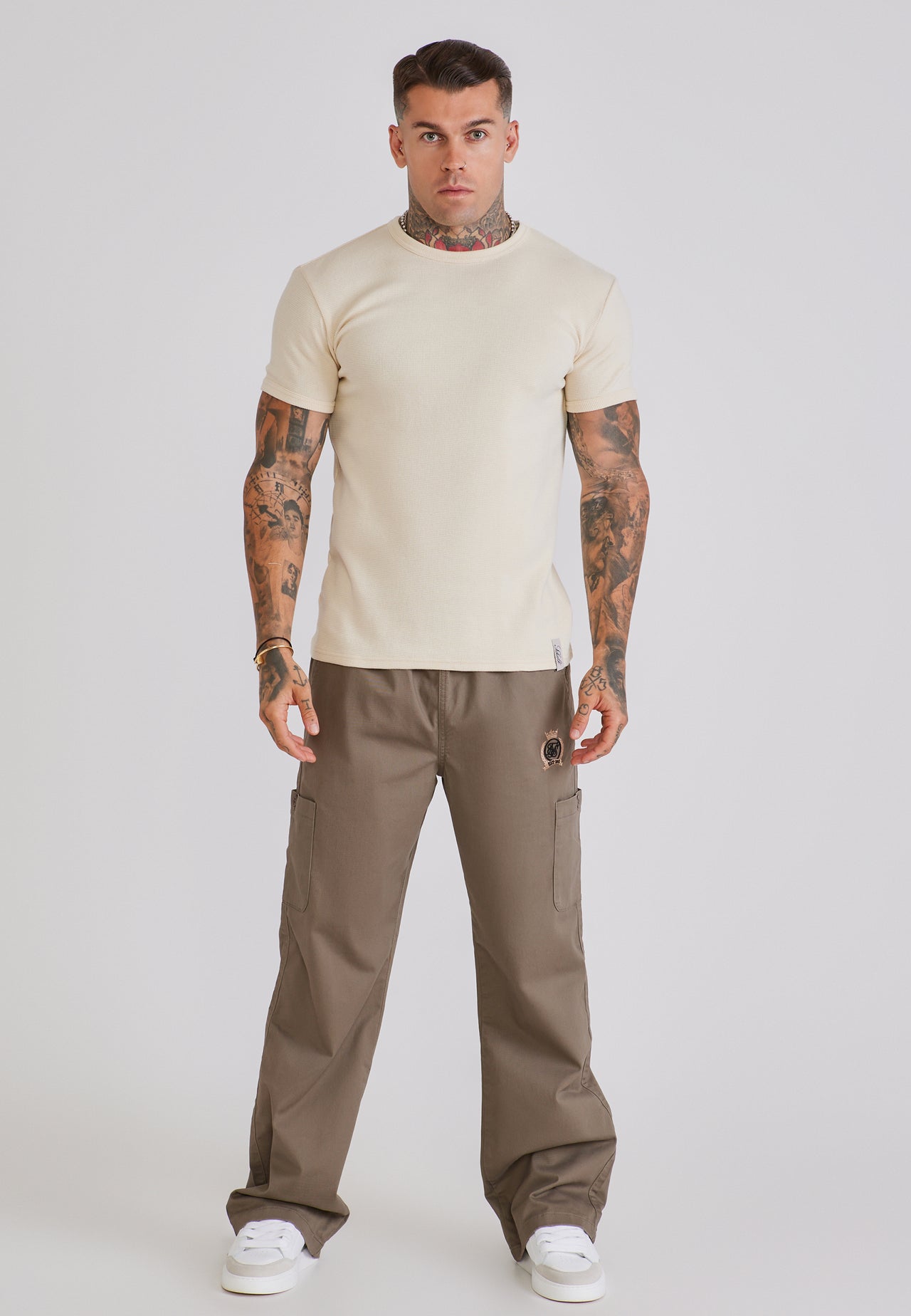 Ecru Waffle Muscle Fit T-Shirt (2)