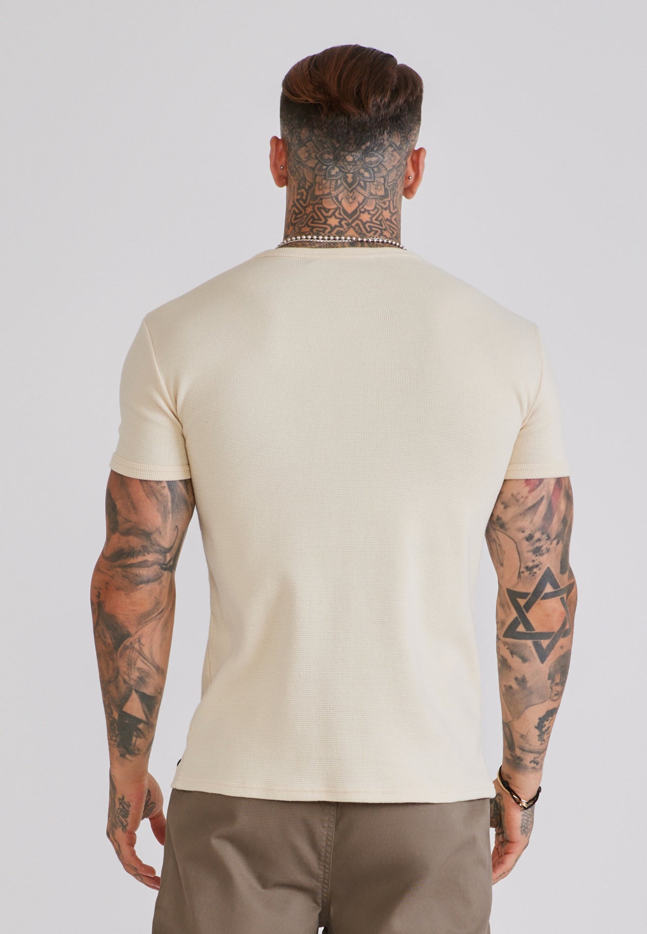 Ecru Waffle Muscle Fit T-Shirt (4)