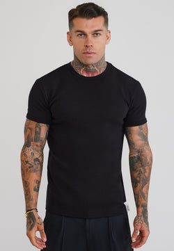 Black Waffle Muscle Fit T-Shirt