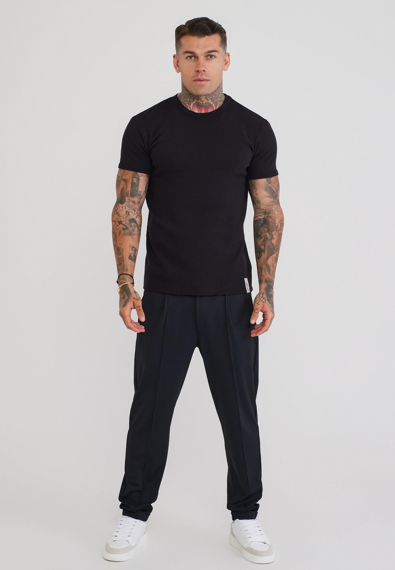 Black Waffle Muscle Fit T-Shirt (2)
