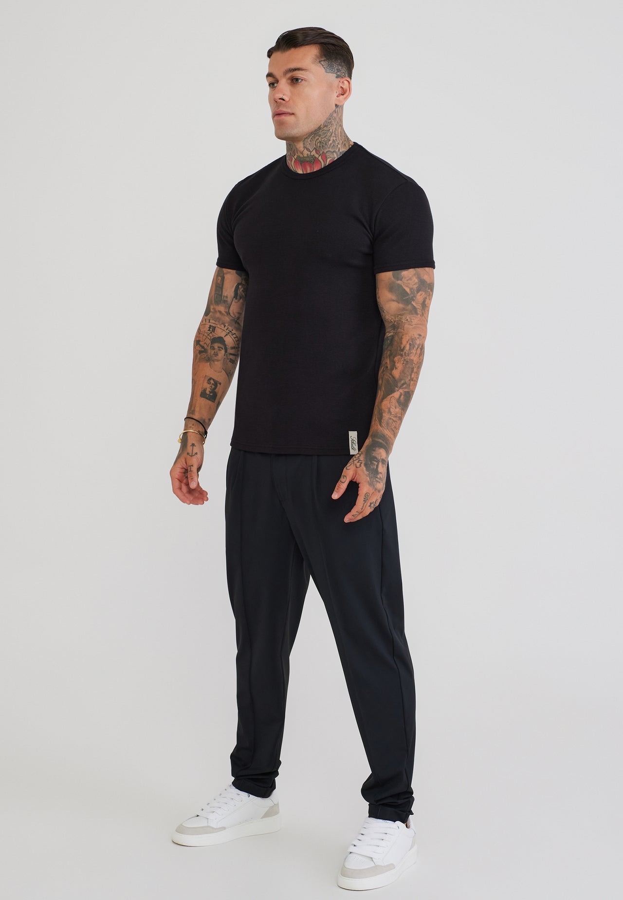 Black Waffle Muscle Fit T-Shirt (3)