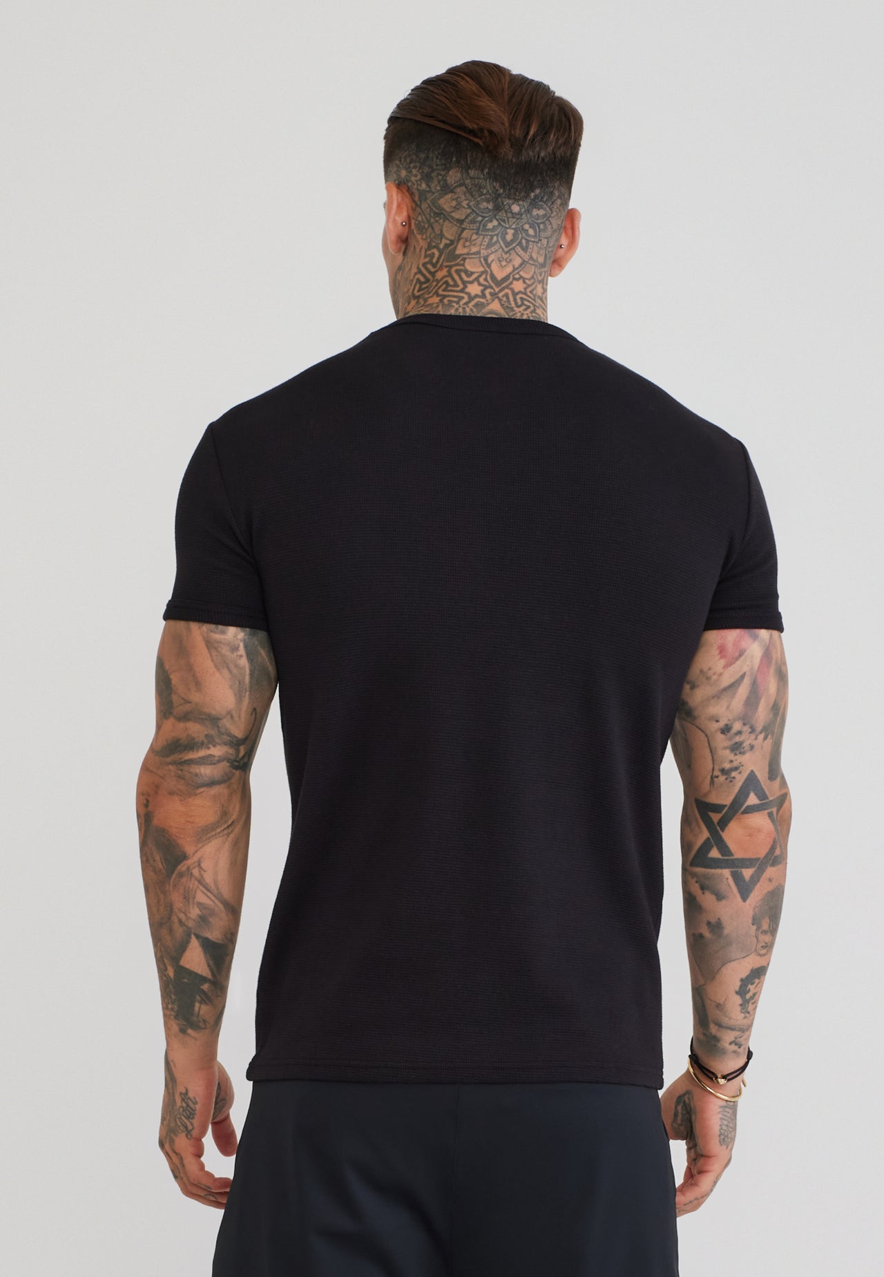 Black Waffle Muscle Fit T-Shirt (4)